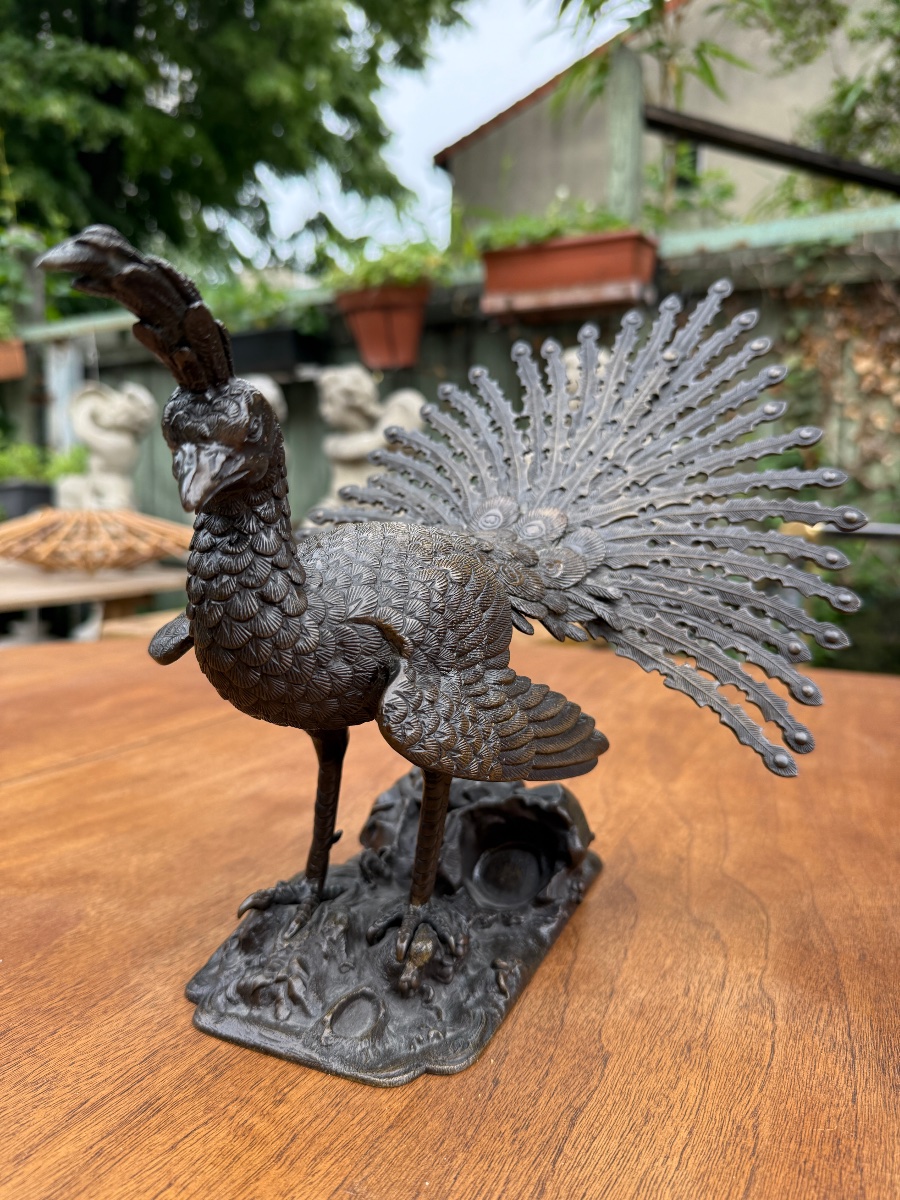 Volatile / oiseau en bronze Japonais début XXème, Asie…