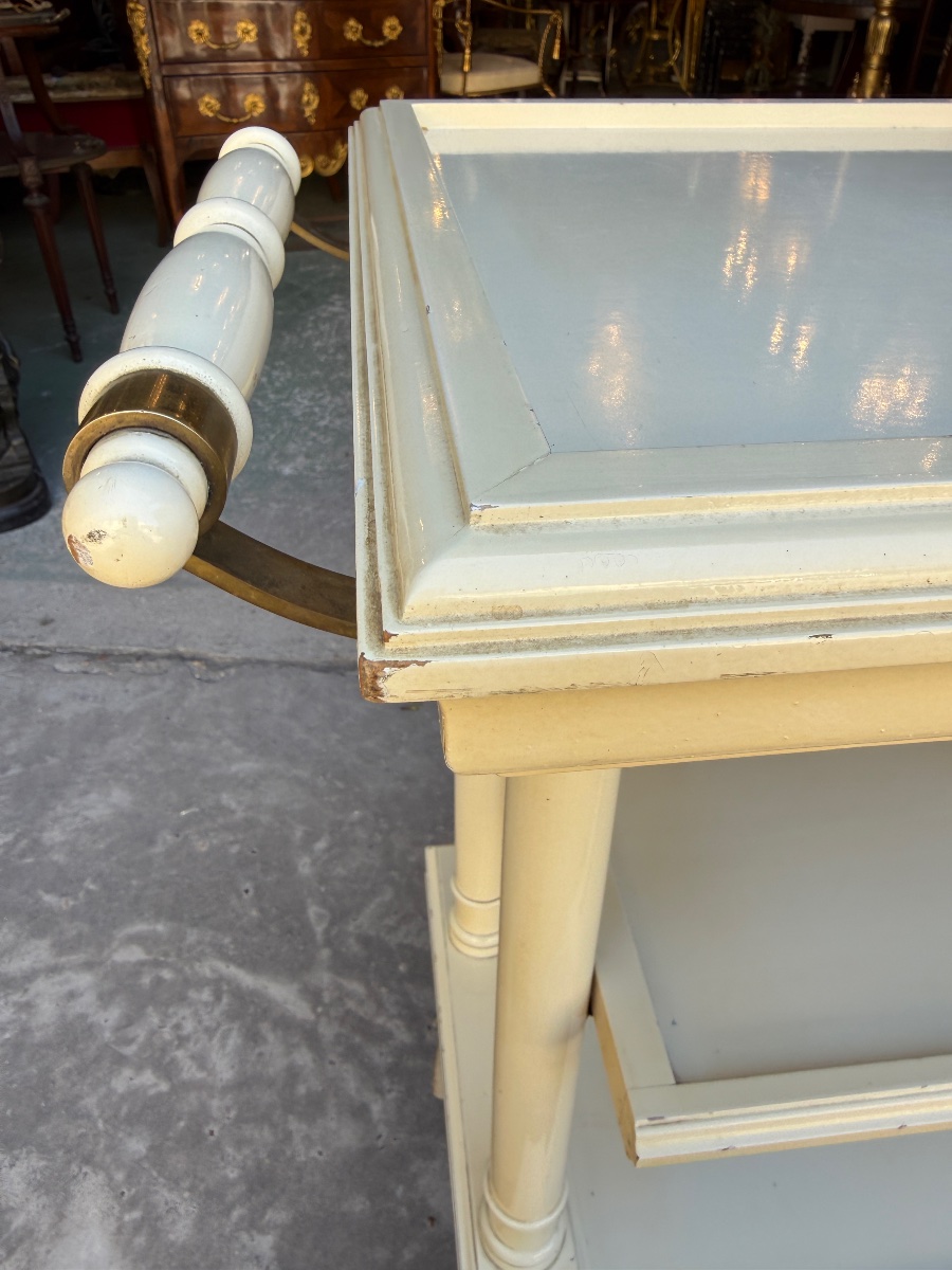 Serving Cart / Trolley In Cream-lacquered Wood, Circa 1950-photo-3