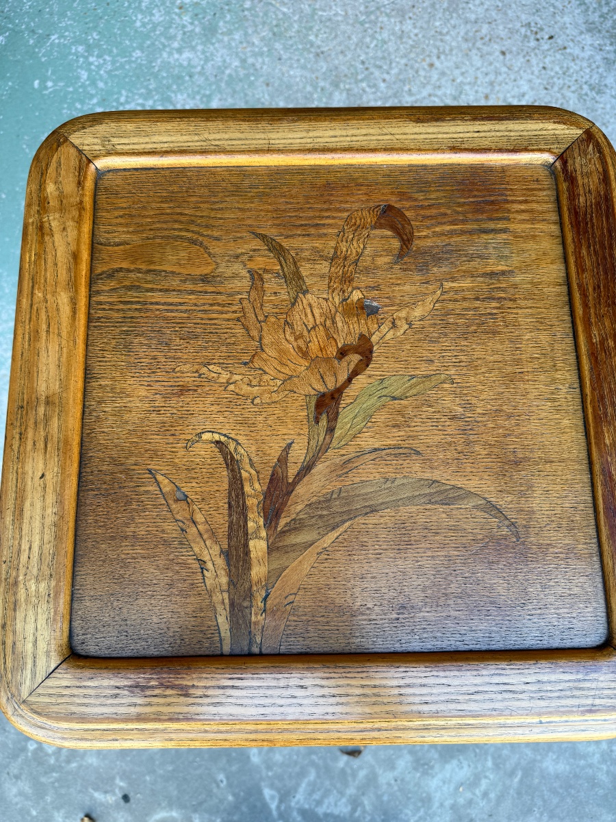 Art Nouveau-era Carved Oak Rotating Bookcase, Circa 1900-photo-7