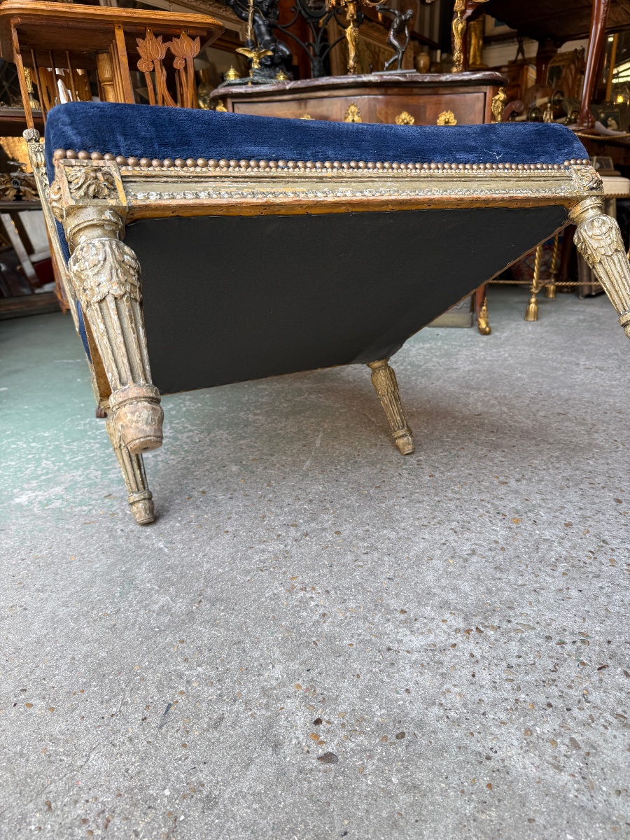 Chauffeuse de style Louis XVI laquée, époque Napoléon III -photo-7