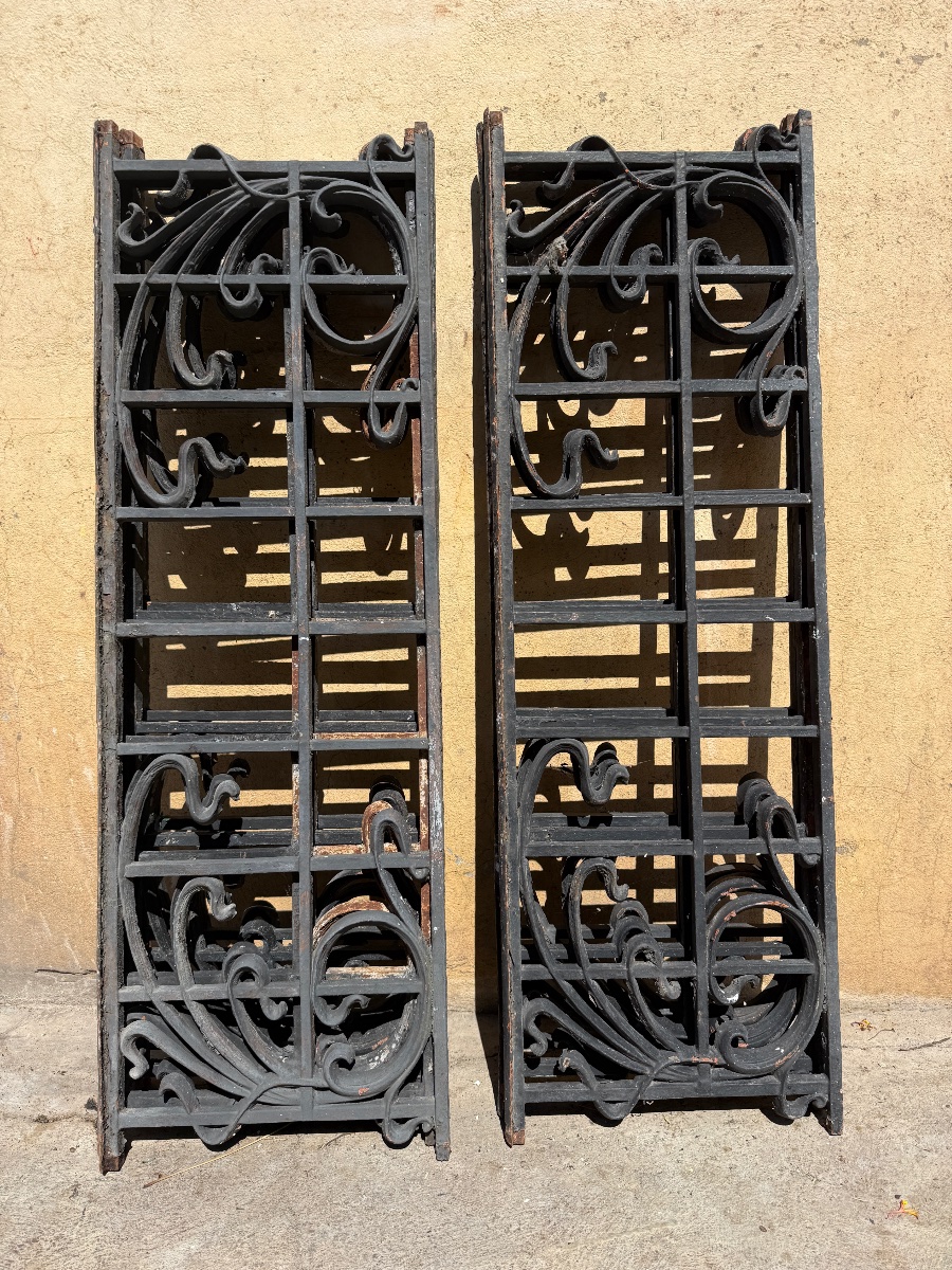 7 appuis de fenêtre / grille en fonte, époque art nouveau vers 1900-photo-2