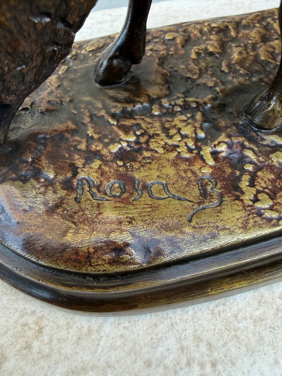 Mouton broutant, Bronze à patine mordoré, signé Rosa Bonheur (1822-1899)-photo-3