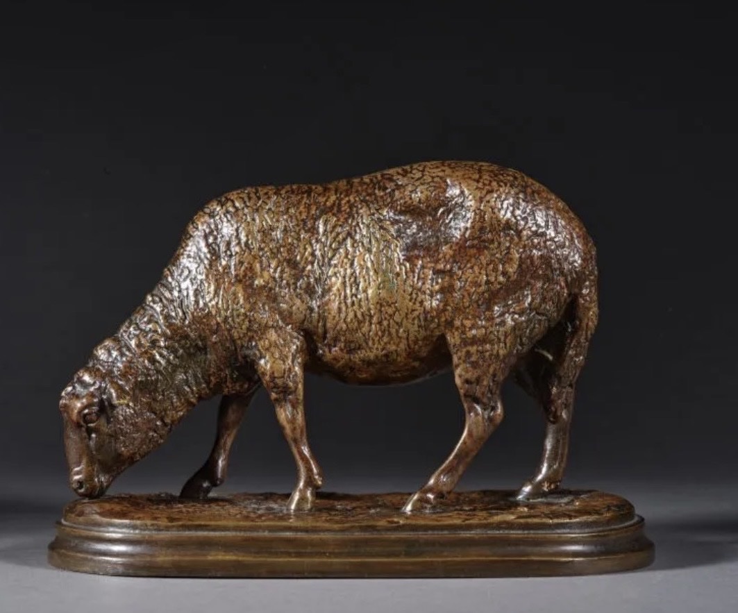 Mouton broutant, Bronze à patine mordoré, signé Rosa Bonheur (1822-1899)-photo-7