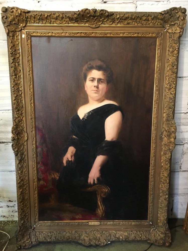 Grand Portrait De Femme Signé Alexis Vollon (1865-1945)