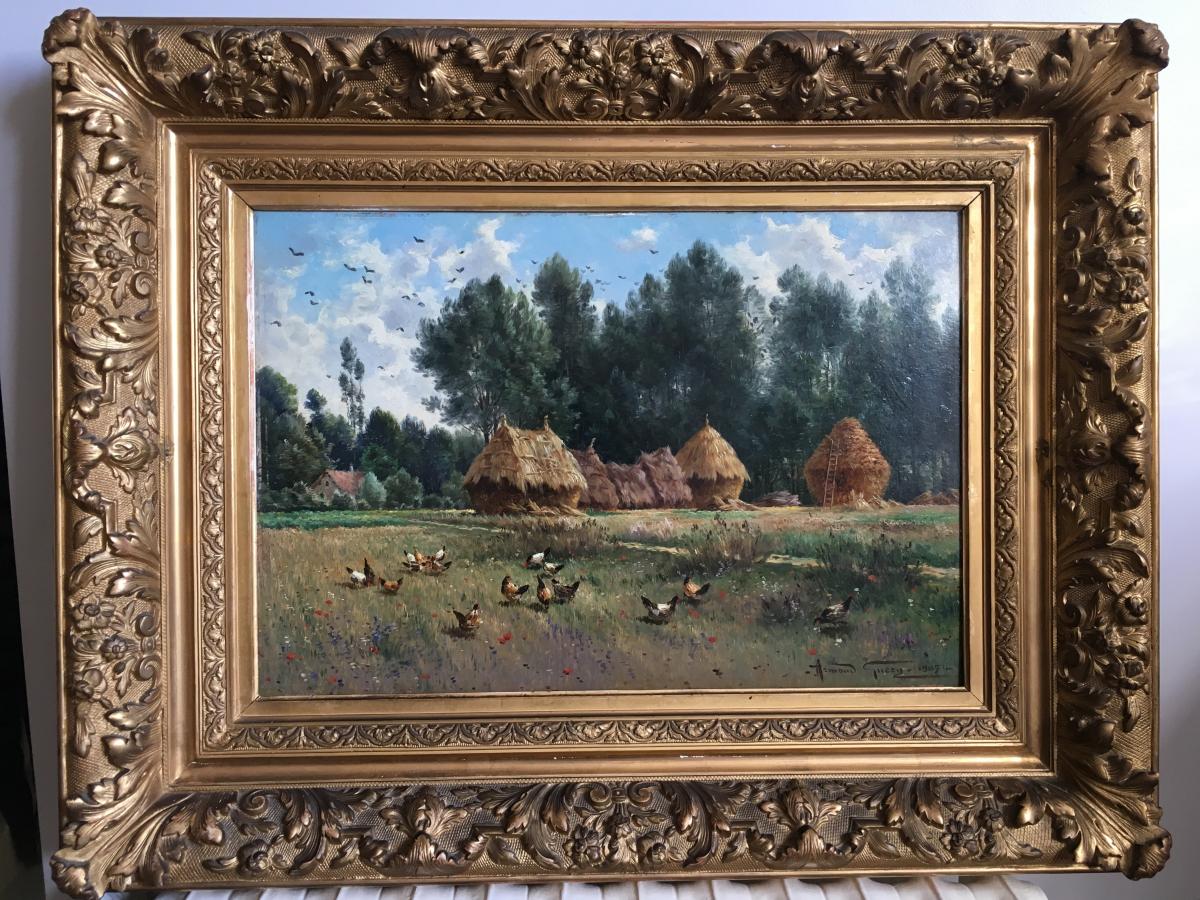 Country Landscape, Haystacks, Chickens, Near The Village Of Pontgivart 51, Reims, Marne-photo-2