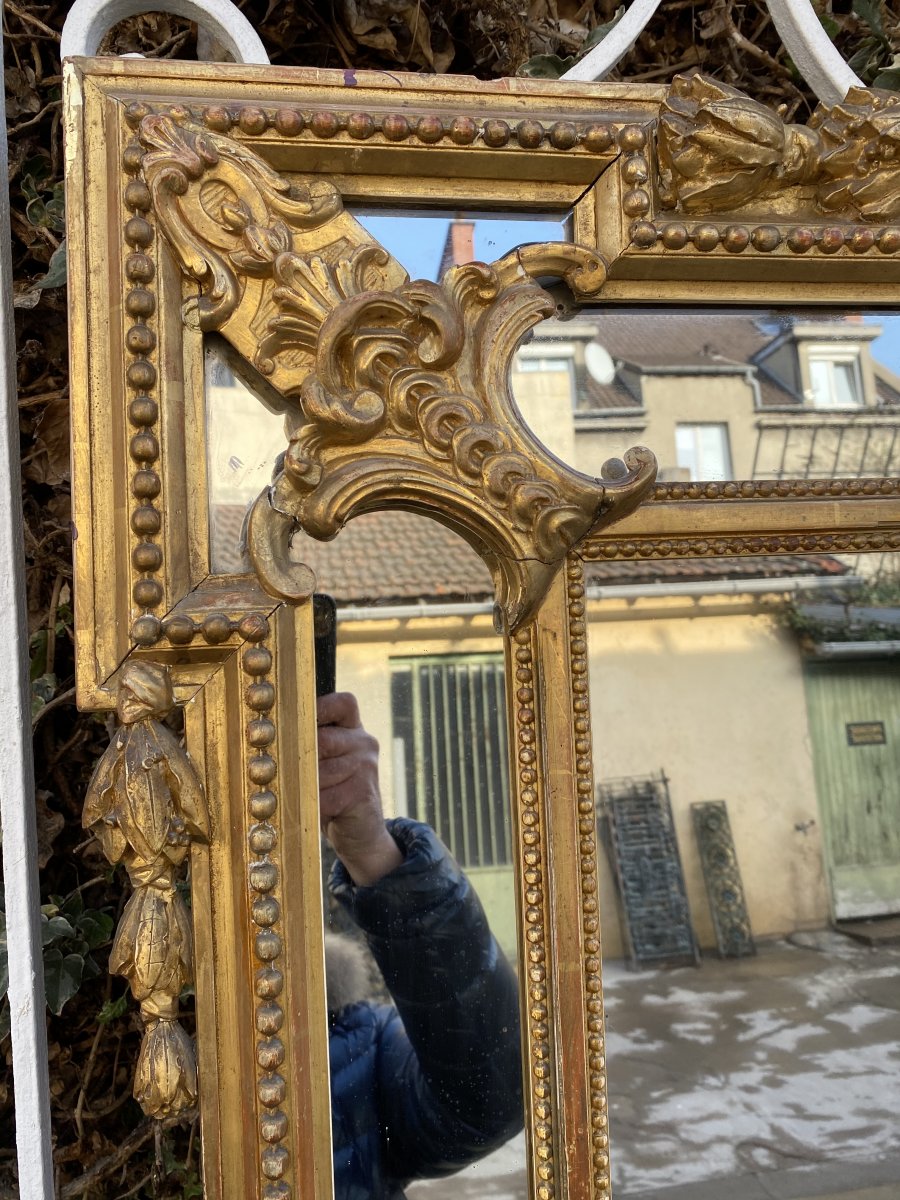 Large XIXth Mirror In Louis XVI Style, With Parecloses-photo-4