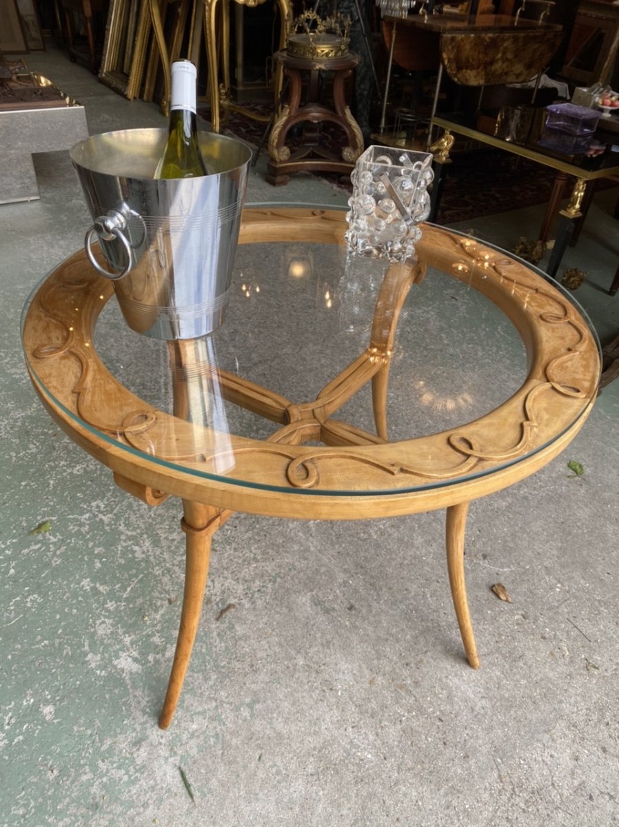 Pedestal / Coffee Table 1950 In Cherry In The Taste Of René Prou-photo-4