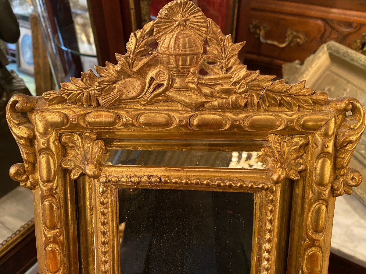 Small Golden Master Mirror With Parecloses, Napoleon III Period-photo-4