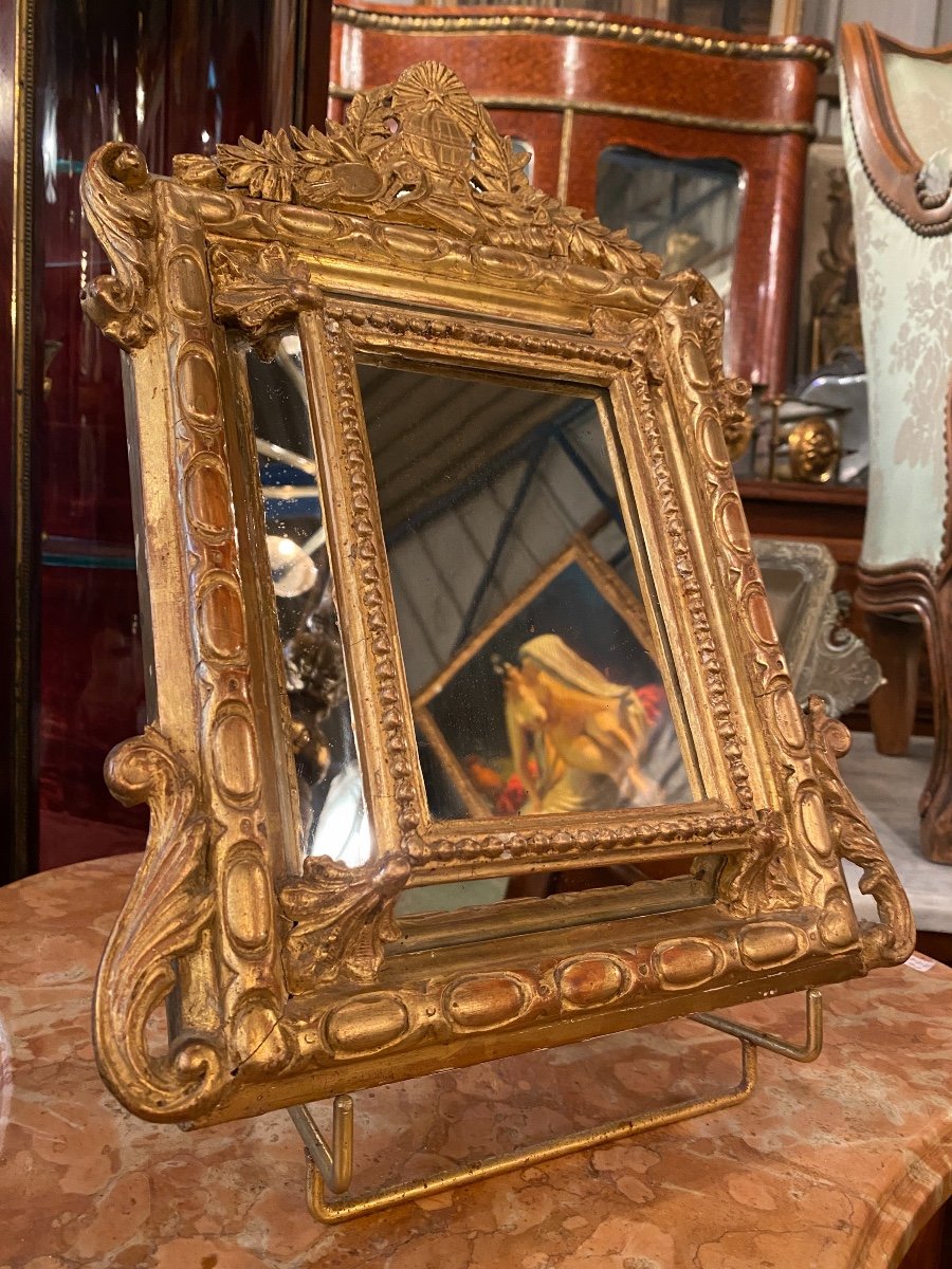 Small Golden Master Mirror With Parecloses, Napoleon III Period-photo-6