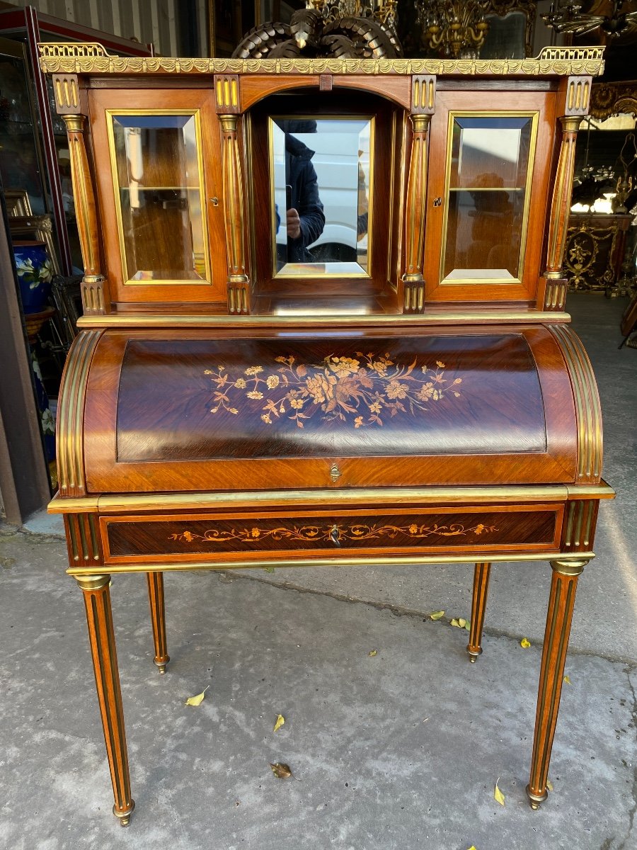 Bureau En Marqueterie De Style Louis XVI Dit bonheur du jour, époque  XIXème-photo-2