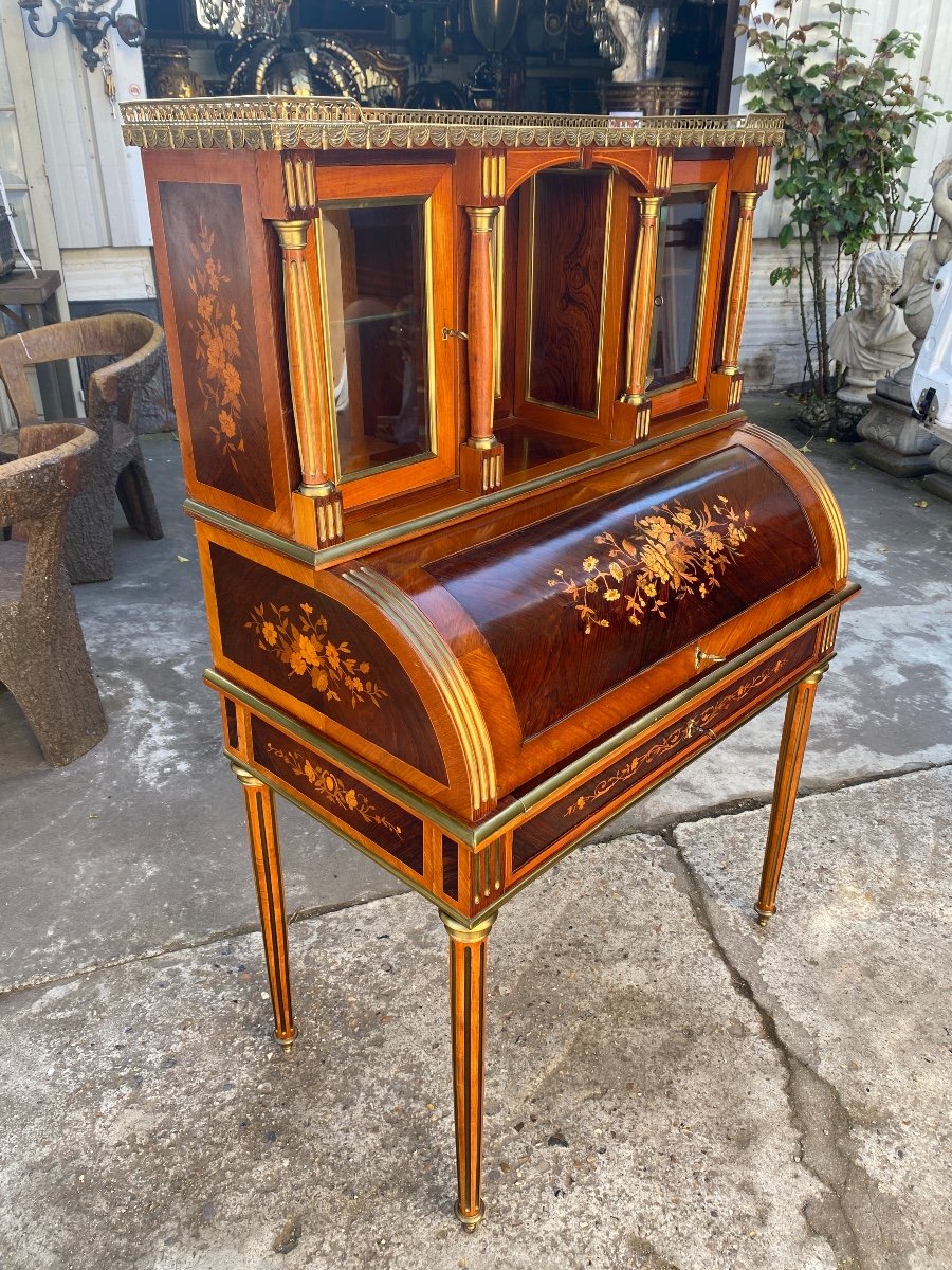 Bureau En Marqueterie De Style Louis XVI Dit bonheur du jour, époque  XIXème-photo-3