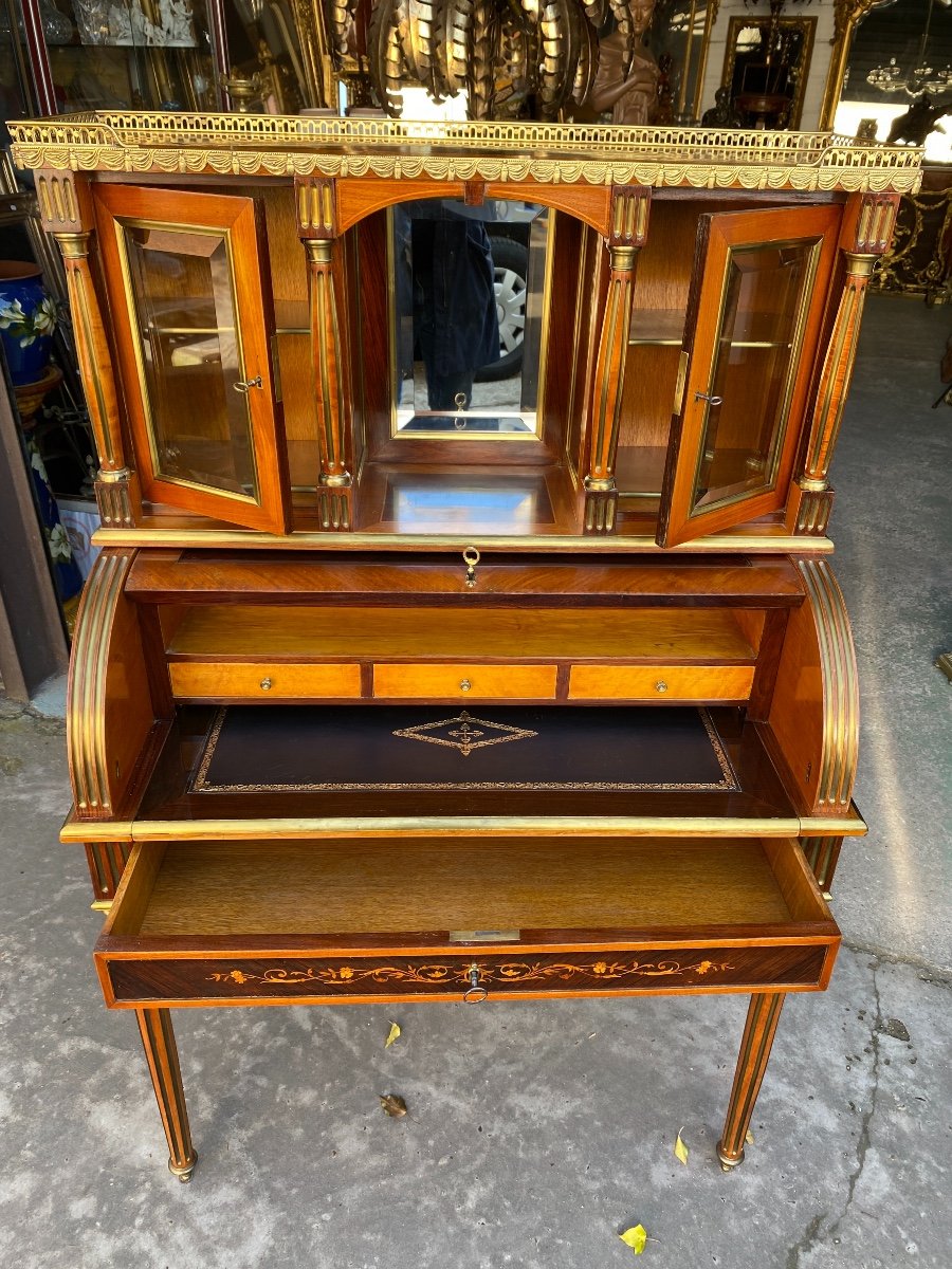 Bureau En Marqueterie De Style Louis XVI Dit bonheur du jour, époque  XIXème-photo-4