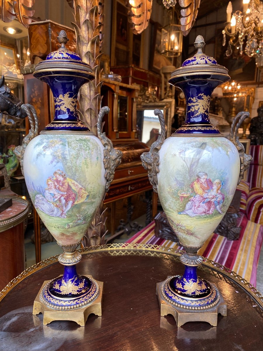 Paire De Vases En Porcelaine De Sèvres XIXème-photo-3