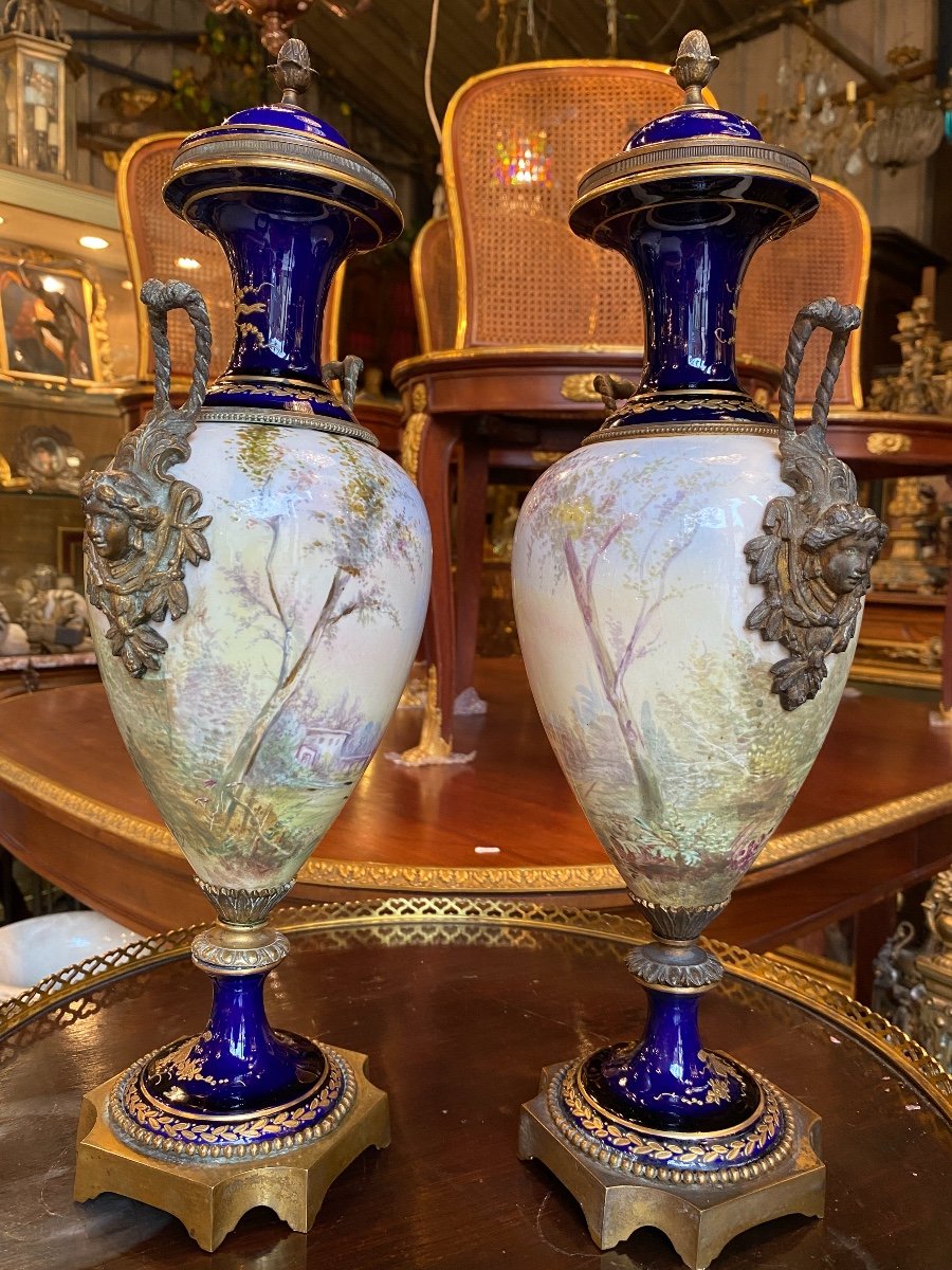 Paire De Vases En Porcelaine De Sèvres XIXème-photo-4