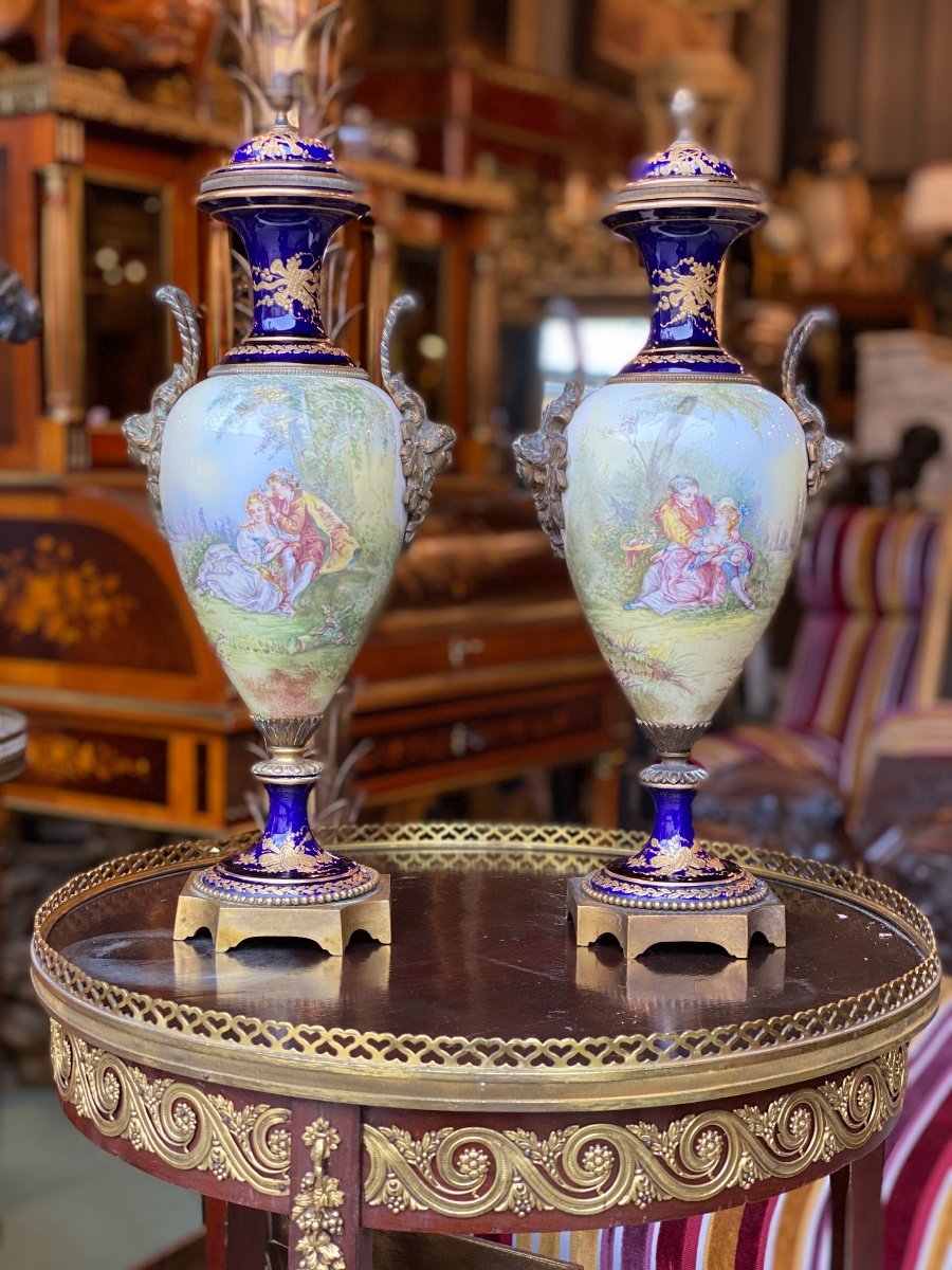 Paire De Vases En Porcelaine De Sèvres XIXème-photo-5