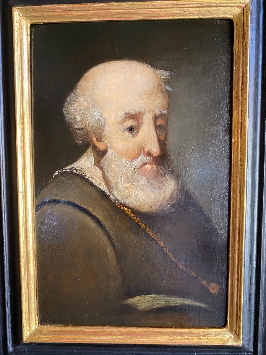 Portrait De Moine XIXème, école Allemande, Huile Sur Panneau -photo-2