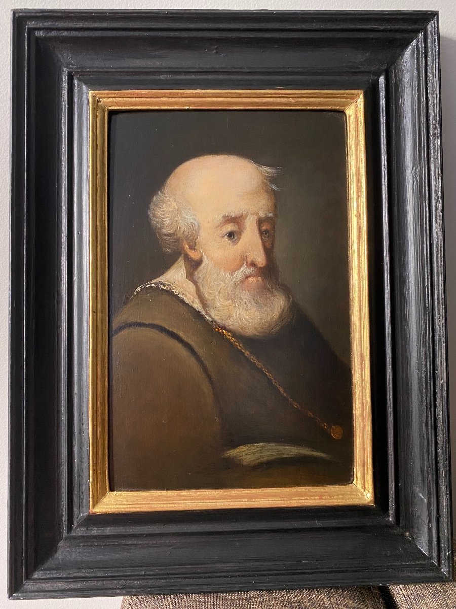 Portrait De Moine XIXème, école Allemande, Huile Sur Panneau -photo-1