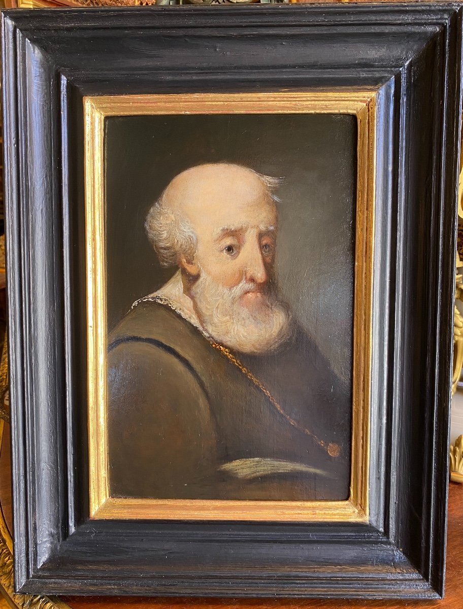 Portrait De Moine XIXème, école Allemande, Huile Sur Panneau 