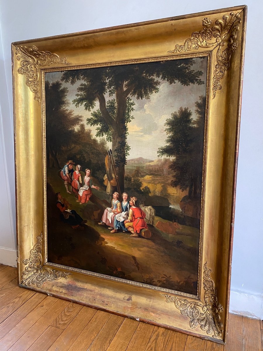 Large Oil On Canvas, Country Scene, Dutch School 18th-photo-3