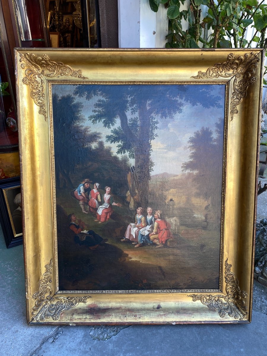 Large Oil On Canvas, Country Scene, Dutch School 18th-photo-7