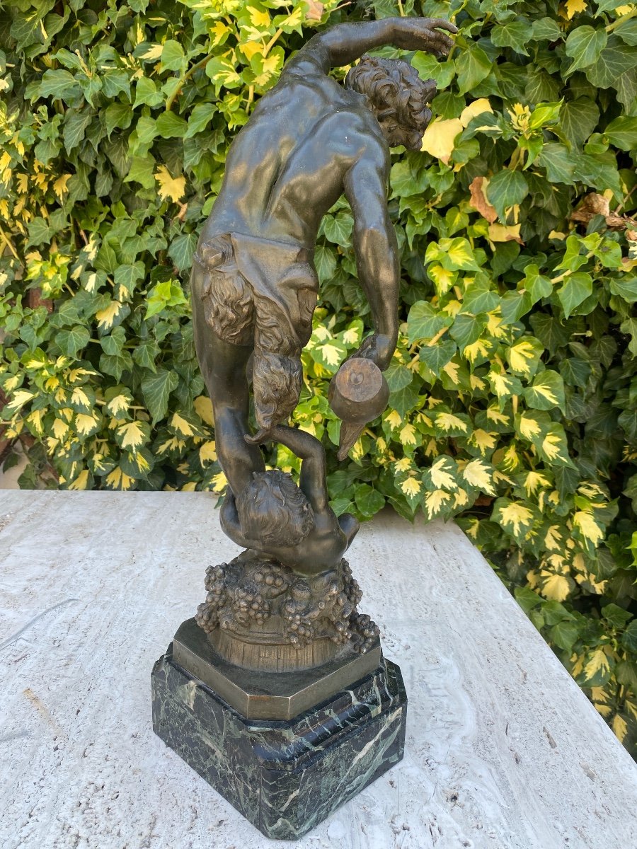 Baccus In Patinated Spelter Representing The Allegory Of Wine, Late 19th Century, Champagne, Vines…-photo-1