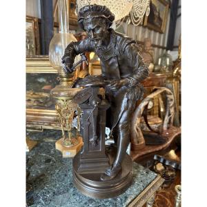 Personnage XIXème en bronze à patine brune "le dinandier" signé A. GAUDEZ (1845 - 1902) Susses 