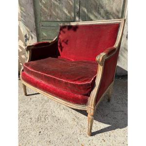 Large fauteuil dit "Marquise" de style Louis XVI époque 19ème