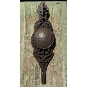 Wrought Iron Ridge Spike, 19th Century, Mounted On A Wooden Base 
