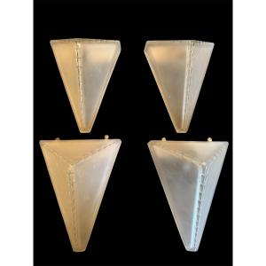 4 Art Deco Sconces Circa 1930 Signed Genet Et Michon
