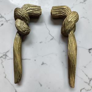 Pair Of Imitation Rope Bronze Door Handles, Trimmings