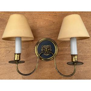 Pair Of Brass Wall Sconces In The Jansen Style, Circa 1960