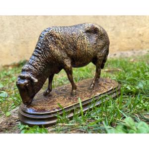 Sheep Grazing, Bronze With A Golden-brown Patina, Signed By Rosa Bonheur (1822–1899)