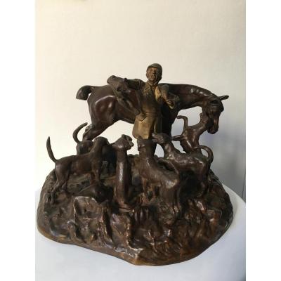 Bronze Group, Hunting Scene Twentieth Century