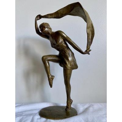 Anna Pavlova, Dancer In Bronze, Art Deco Period, Signed Paul De Boulongne (1863-1938)