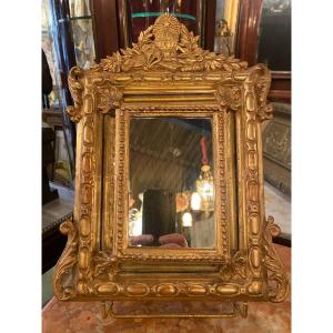 Small Golden Master Mirror With Parecloses, Napoleon III Period