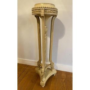 Louis XVI Style Bolster In Carved And Lacquered Wood, Nineteenth Time