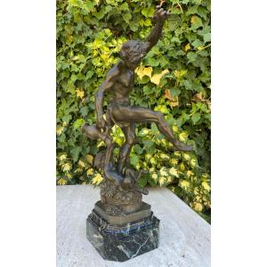 Baccus In Patinated Spelter Representing The Allegory Of Wine, Late 19th Century, Champagne, Vines…