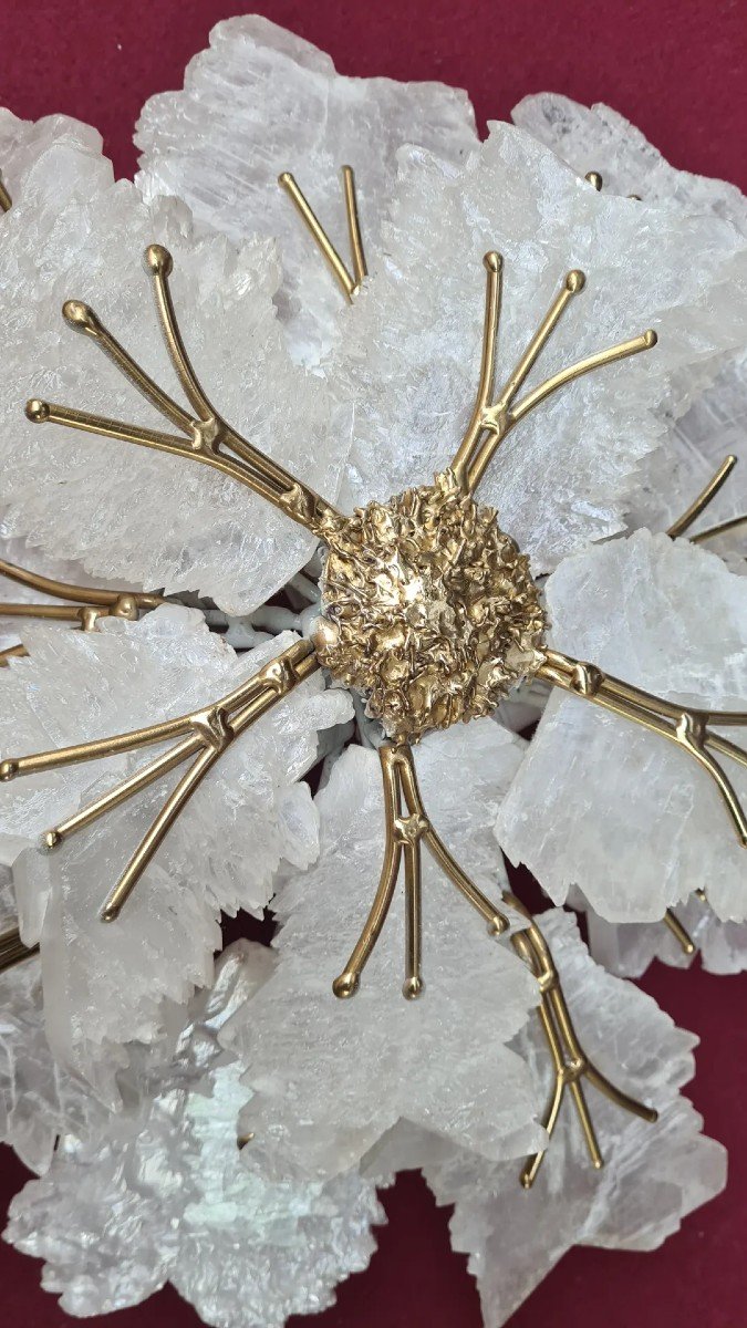 Ceiling Lamp Bronze And Gypsum Fe Richard Faure 1960's-photo-2