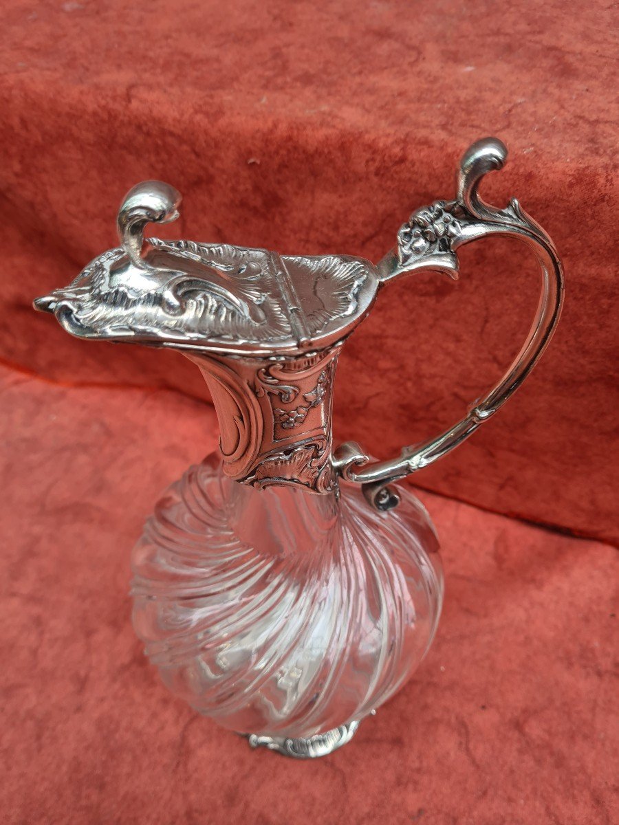 Ewer Crystal And Silver Metal End XIX Eme-photo-2