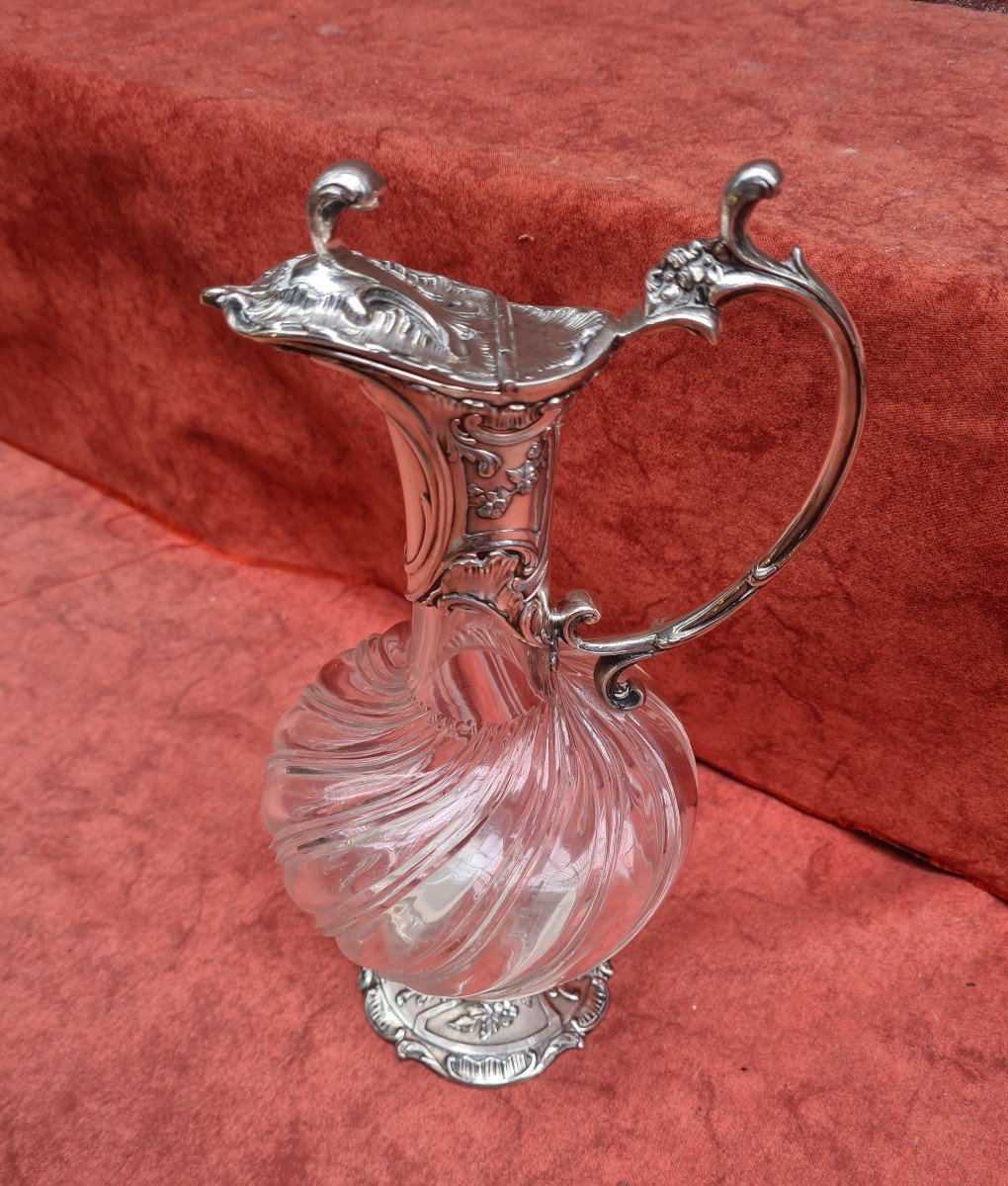 Ewer Crystal And Silver Metal End XIX Eme