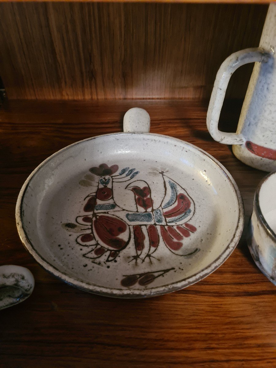 Lot Of Ceramics By Gustave Reynaud. Atelier Du Marais Vallauris-photo-3