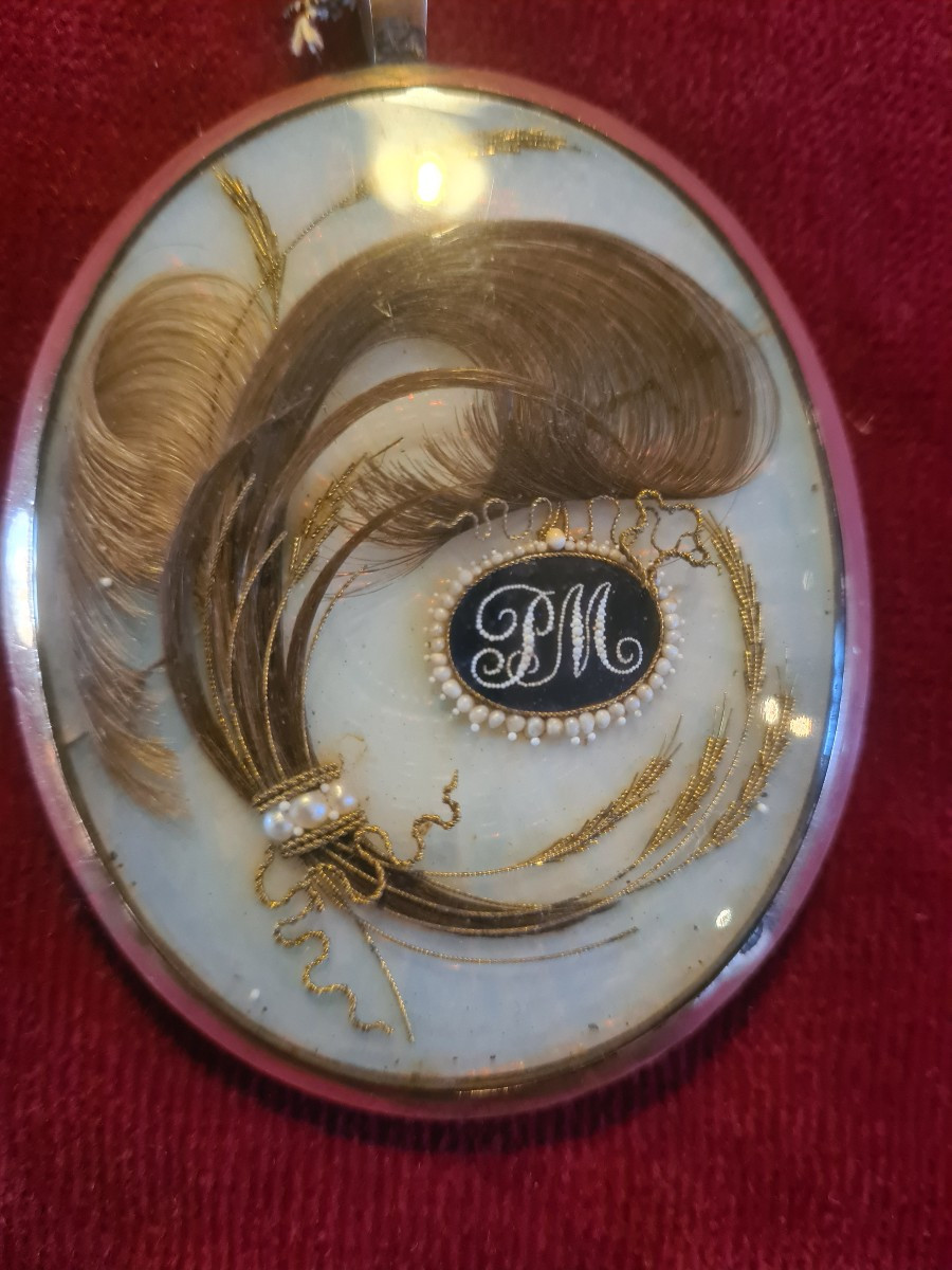 14k Gold Oval Medallion Early 19th Century-photo-3