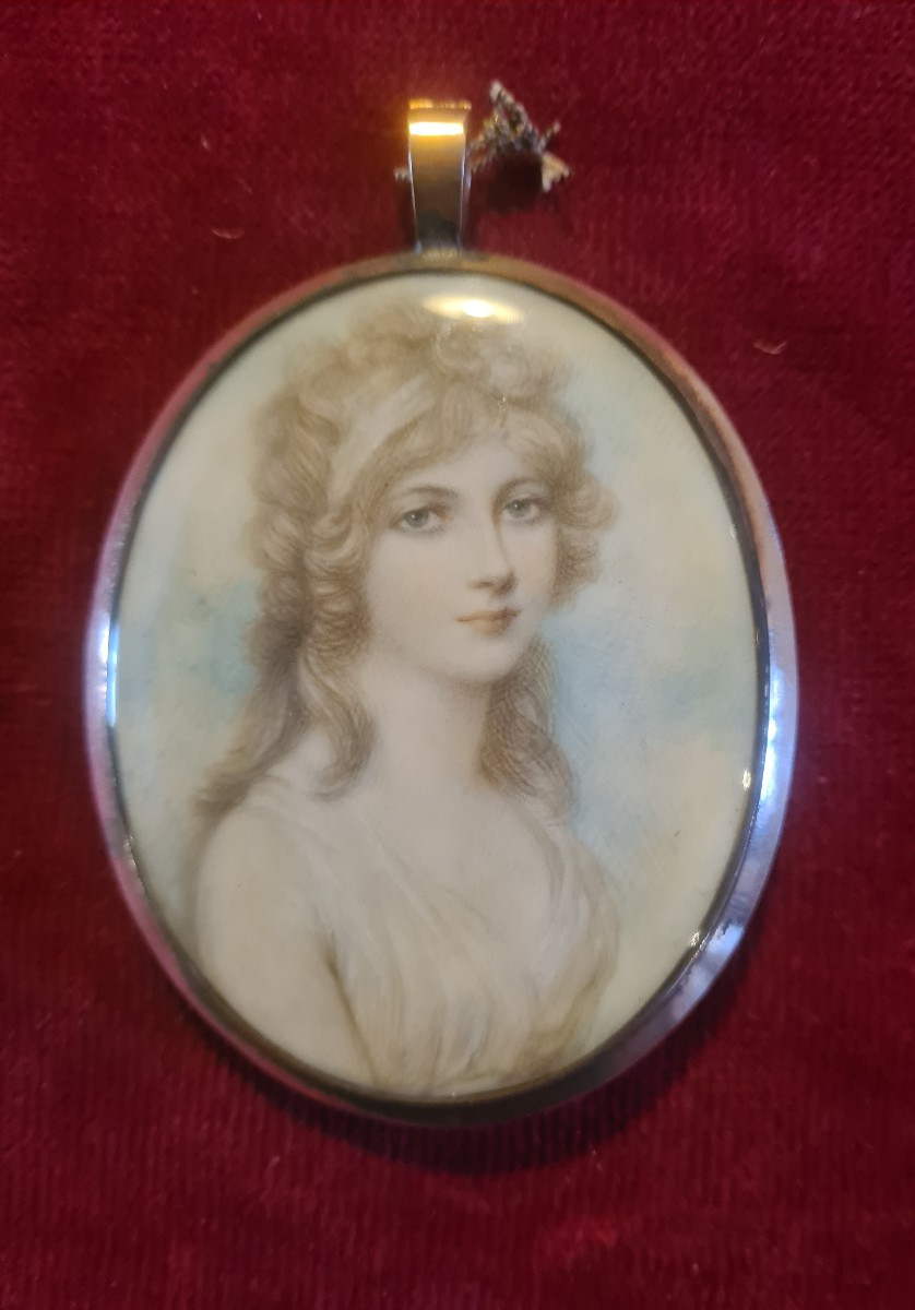 14k Gold Oval Medallion Early 19th Century-photo-4