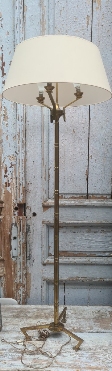 Lampadaire façon bambou en laiton 1960