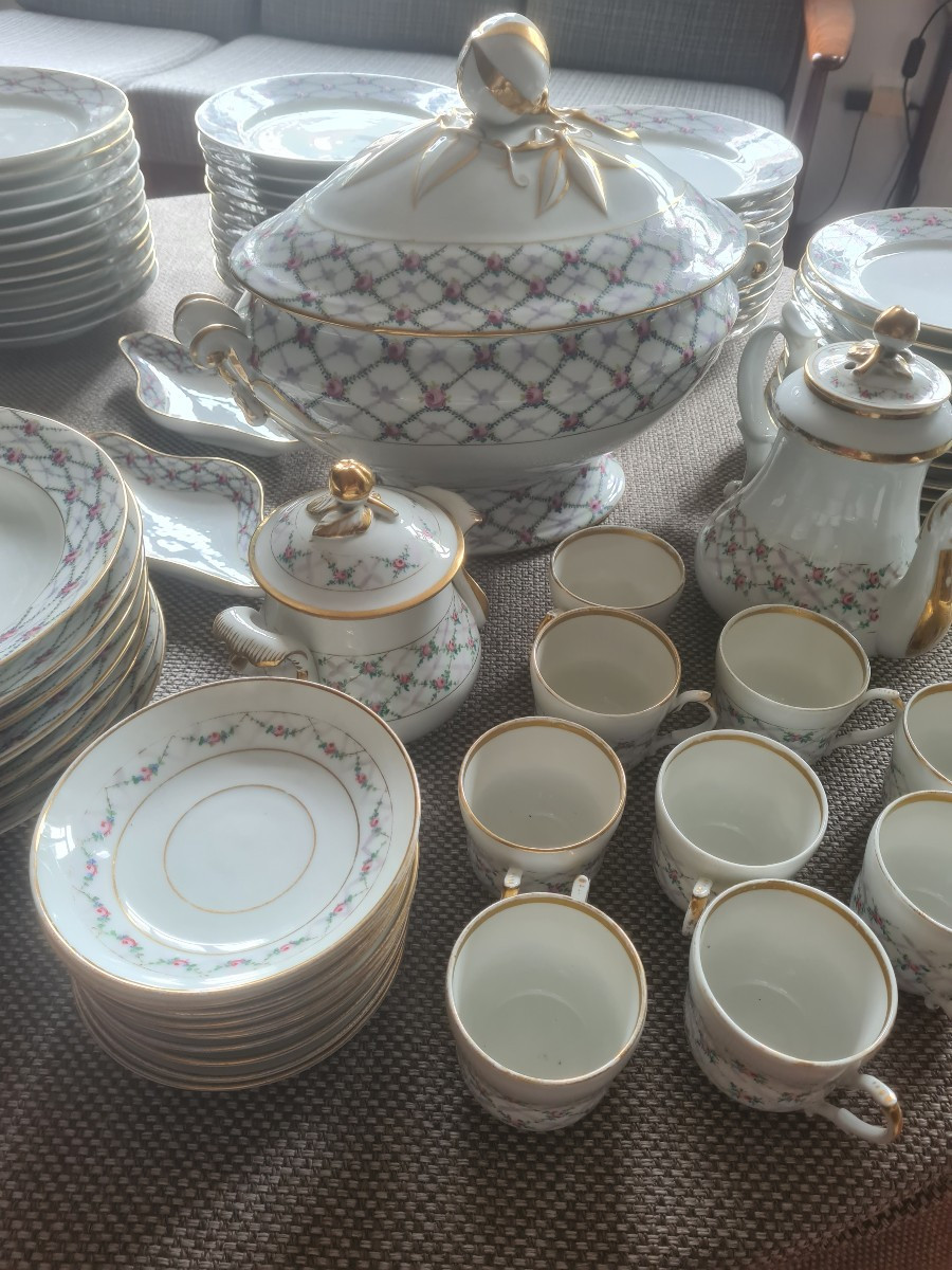 Service porcelaine fin XIX eme vieux paris de 85 pieces-photo-2