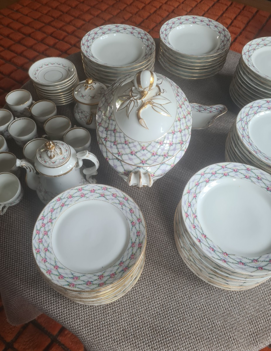 Service porcelaine fin XIX eme vieux paris de 85 pieces-photo-3