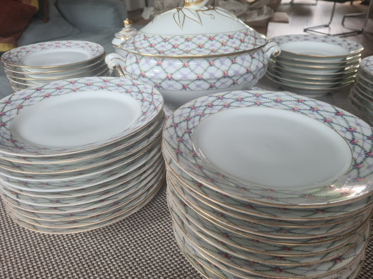 Service porcelaine fin XIX eme vieux paris de 85 pieces-photo-2