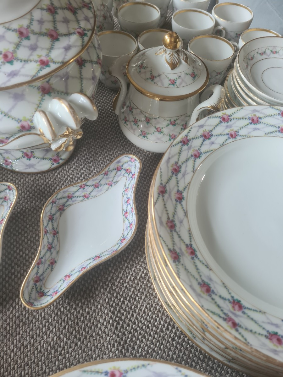 Service porcelaine fin XIX eme vieux paris de 85 pieces-photo-4