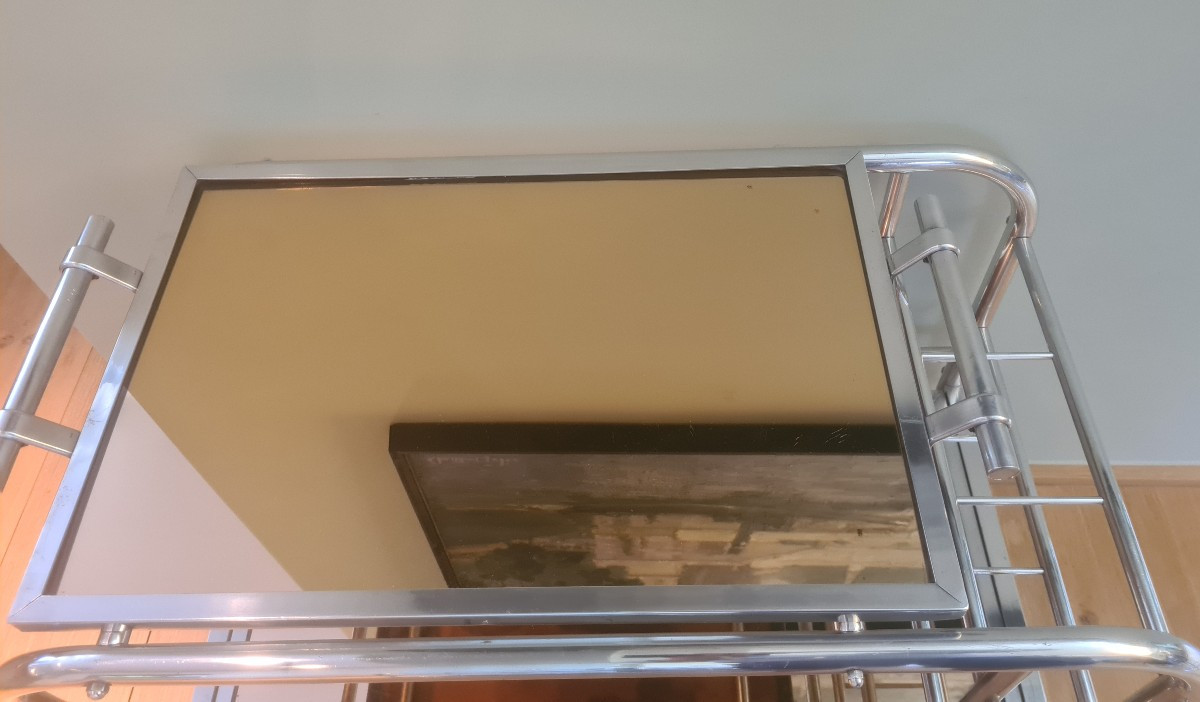 Double-shelf Aluminum Tube Serving Trolley From The 1930s -photo-4