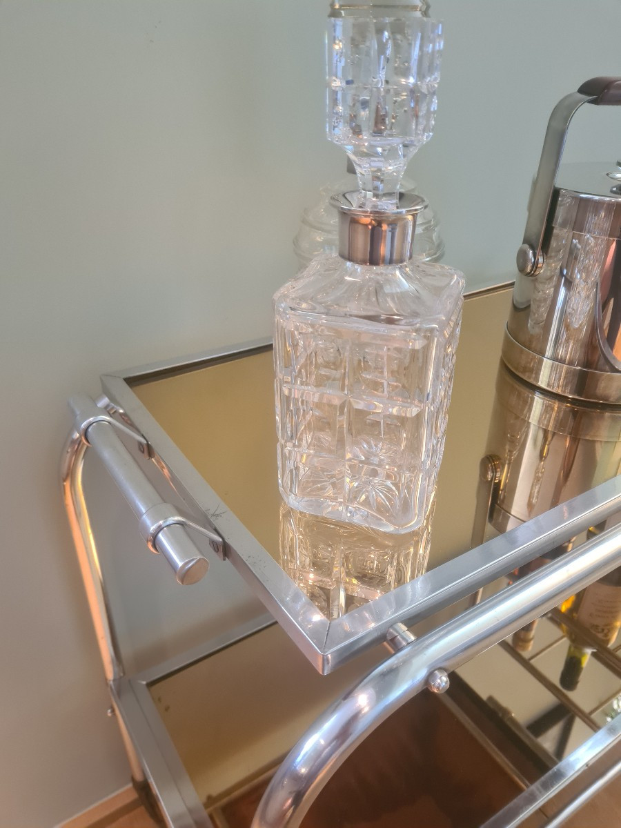 Double-shelf Aluminum Tube Serving Trolley From The 1930s -photo-2